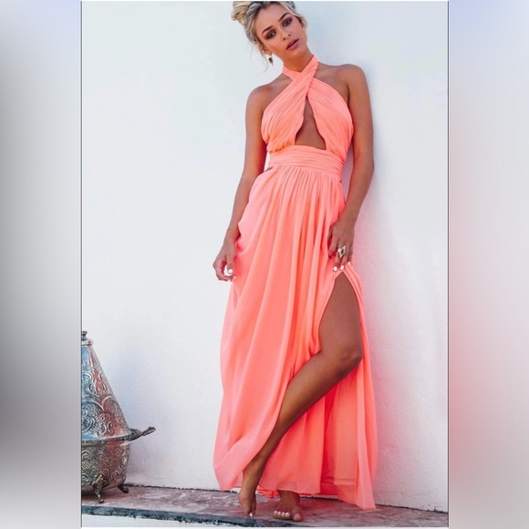Sabo Skirt Formal Backless Halter Maxi Slit Dress Size Small S - Picture 3 of 15